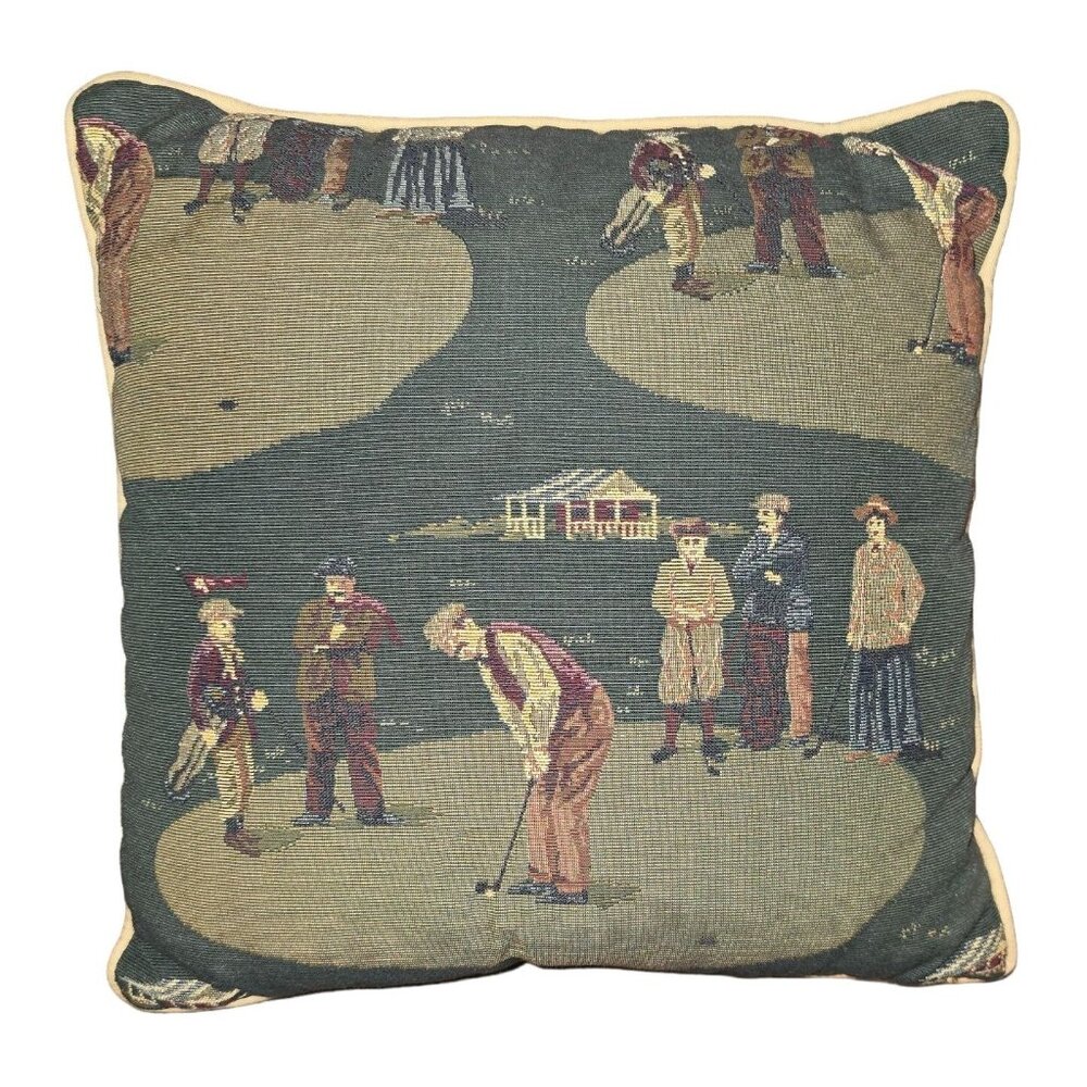 Golf-Themed Decorative‎ Needlepoint Pillow By Riverdale